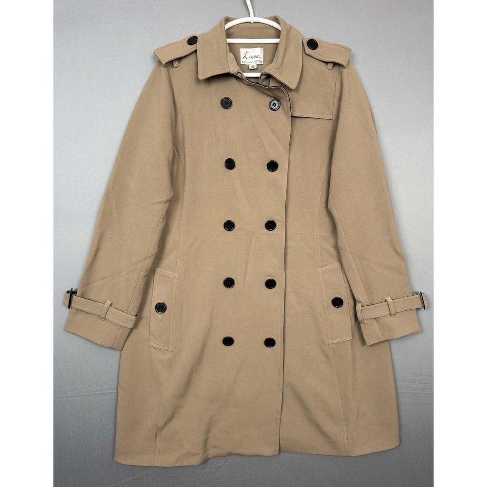 Linea Trench Coat Womens 16 Tan Brown Double Breasted Overcoat Preppy 2000s Y2K